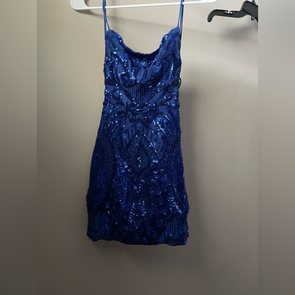 Worn Once Lucy in the Sky Bodycon Blue Sequin Dress
